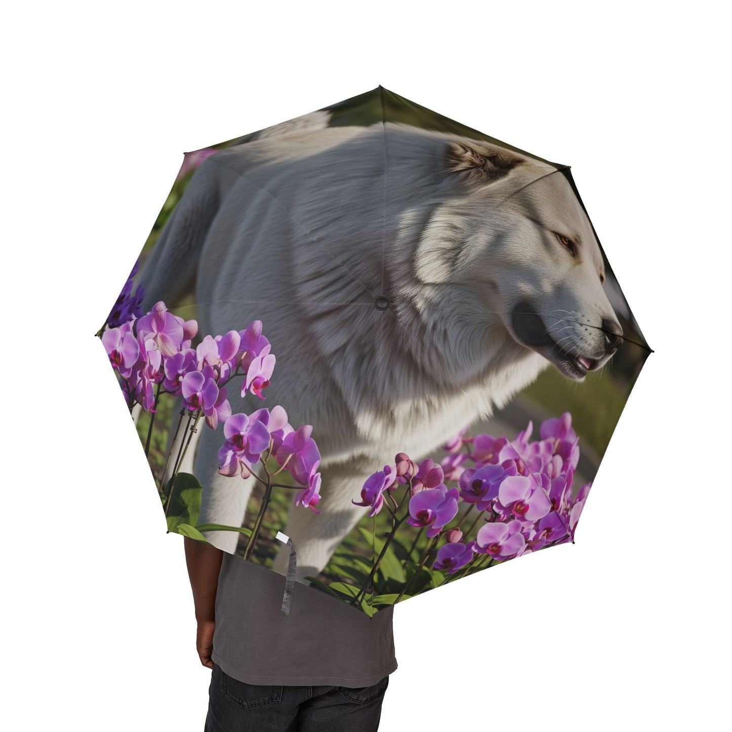 Paraguas plegable semiautomático de perro pastor caucásico