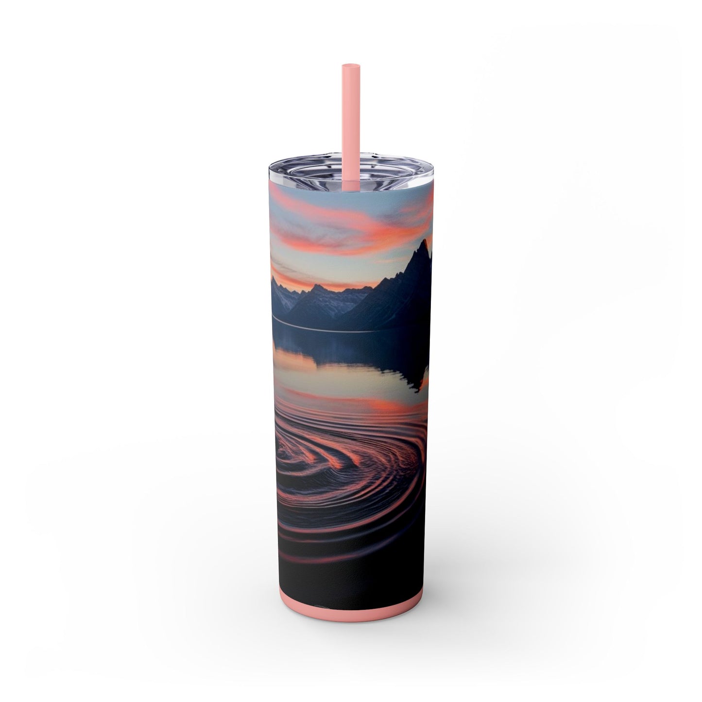 Ripple in a Mountain Lake Skinny Tumbler with Straw, 20oz
