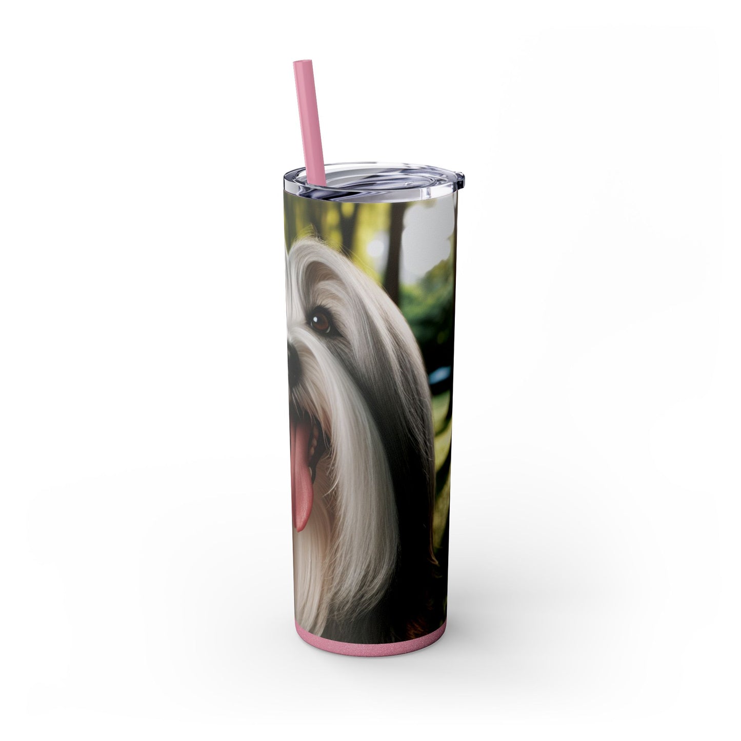 Tibetan Terrier Skinny Tumbler with Straw, 20oz