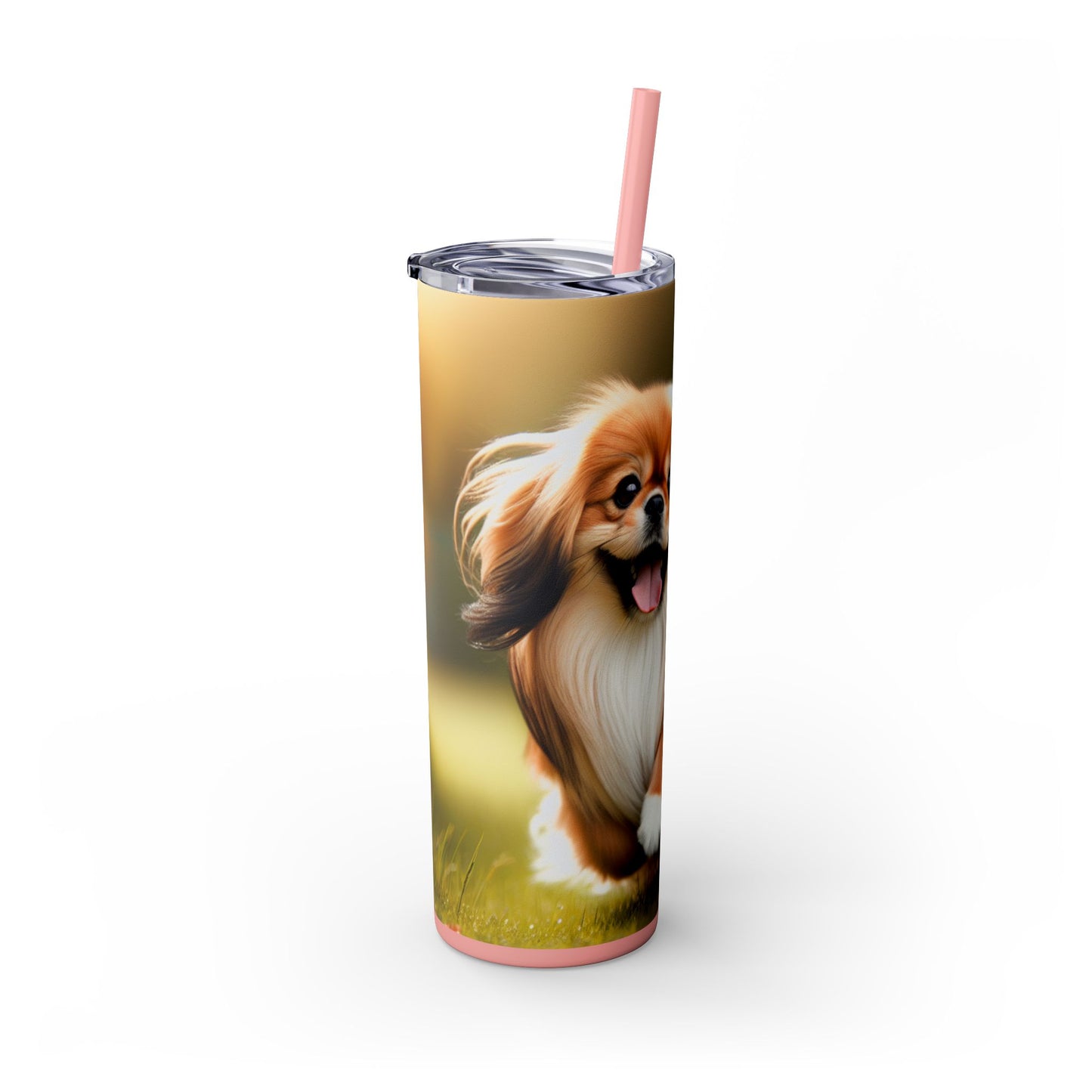 Tibetan Spaniel Skinny Tumbler with Straw, 20oz