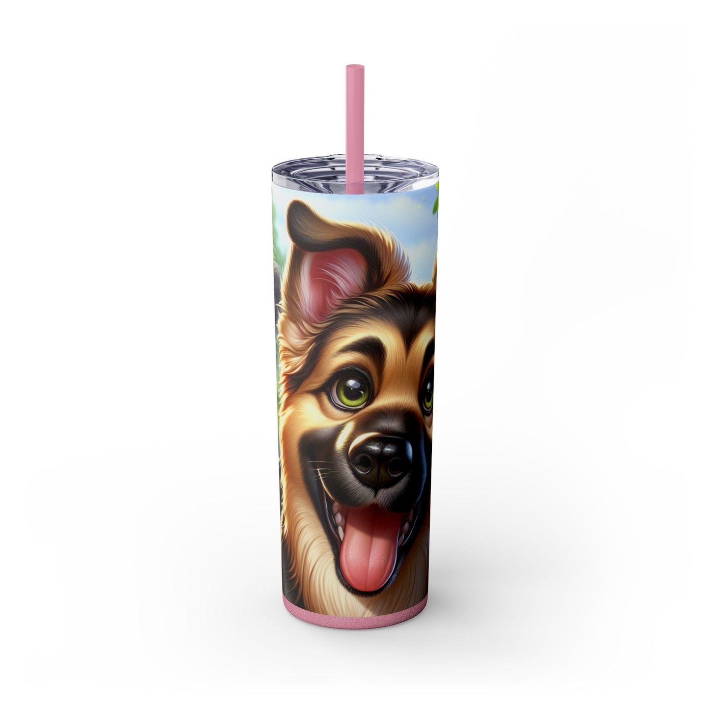 German Shepherd Skinny Tumbler with Straw, 20oz