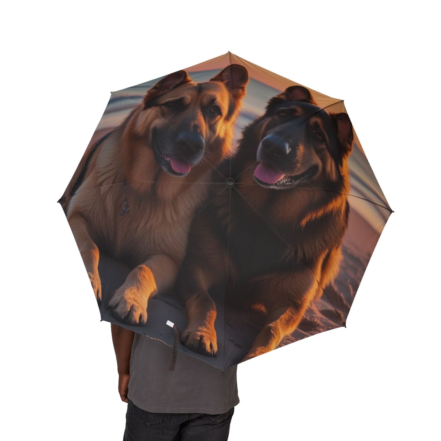 German Shepherd Love Semi-Automatic Foldable Umbrella