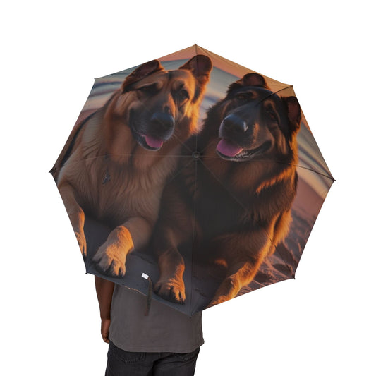 German Shepherd Love Semi-Automatic Foldable Umbrella