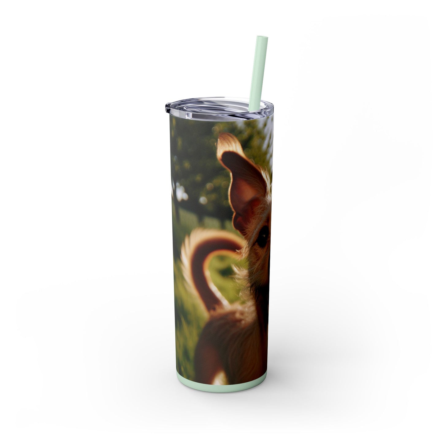 Portuguese Podengo Skinny Tumbler with Straw, 20oz