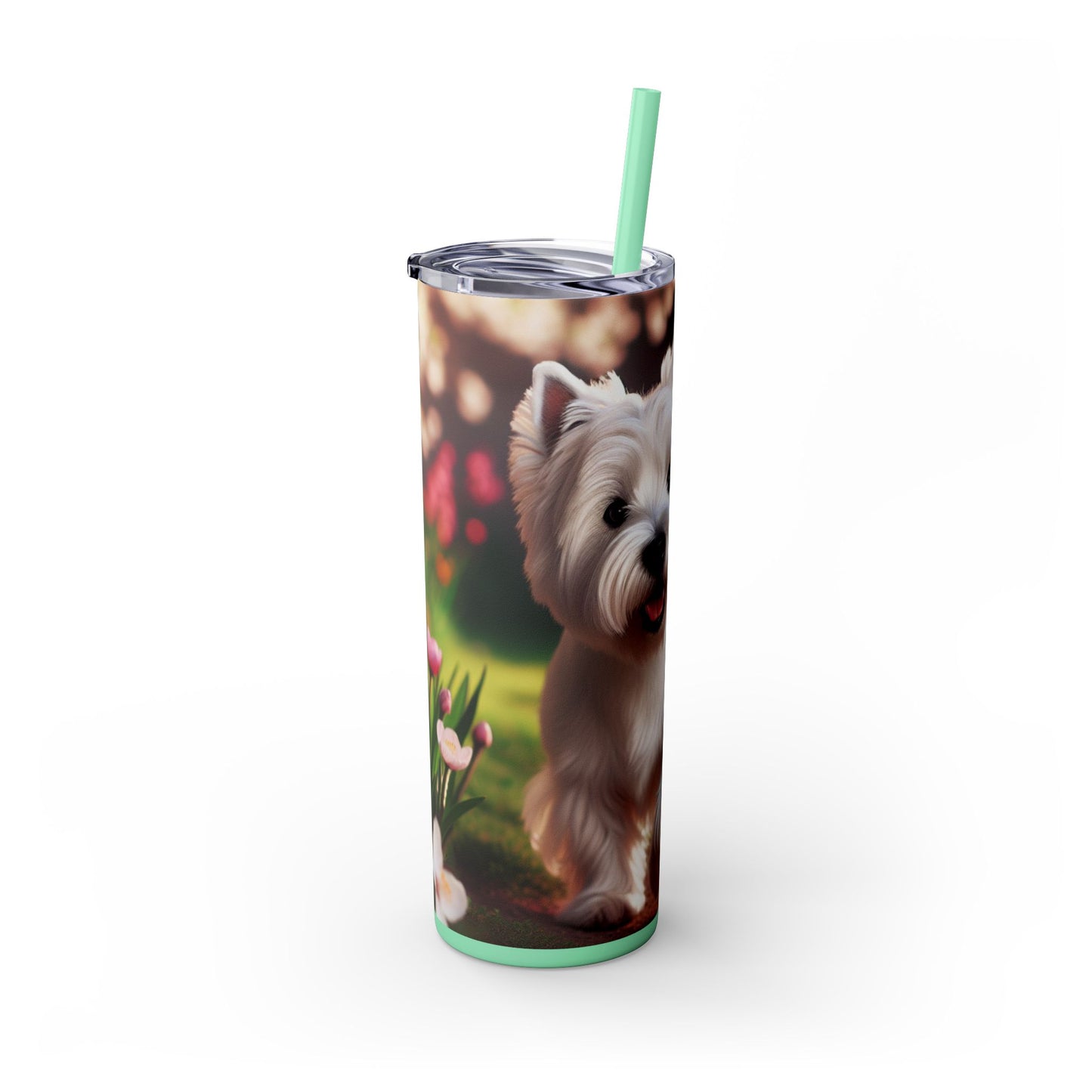West Highland White Terrier Skinny Tumbler with Straw, 20oz
