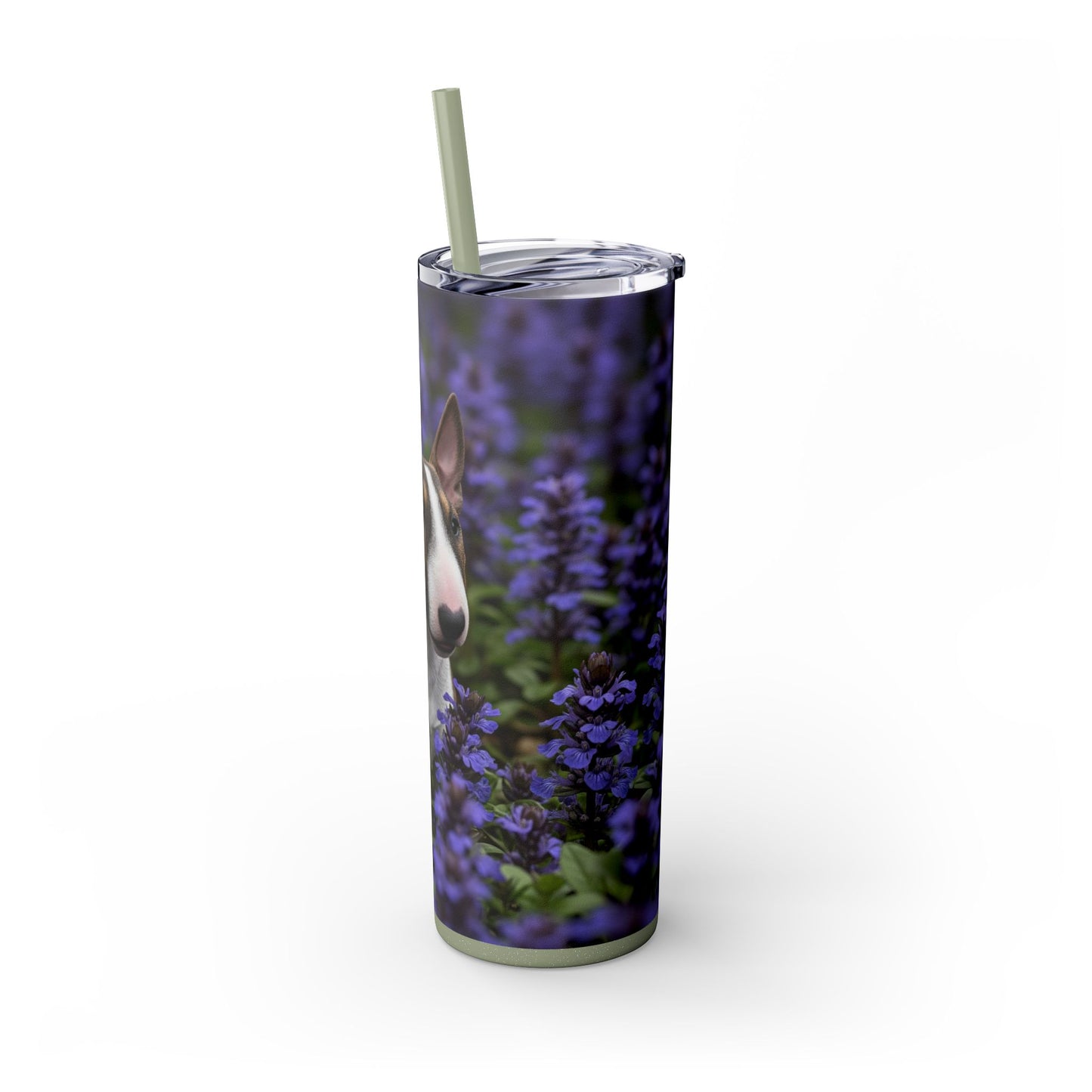 Miniature Bull Terrier Skinny Tumbler with Straw, 20oz