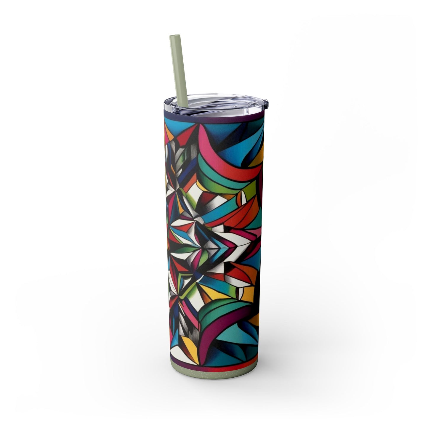 Optical Illusion Skinny Tumbler with Straw, 20oz