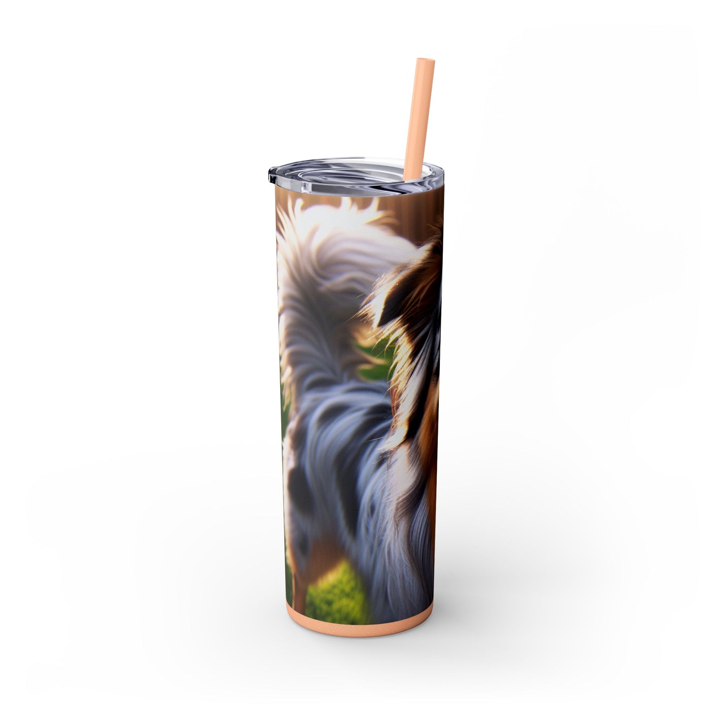 Australian Shepherd Skinny Tumbler with Straw, 20oz