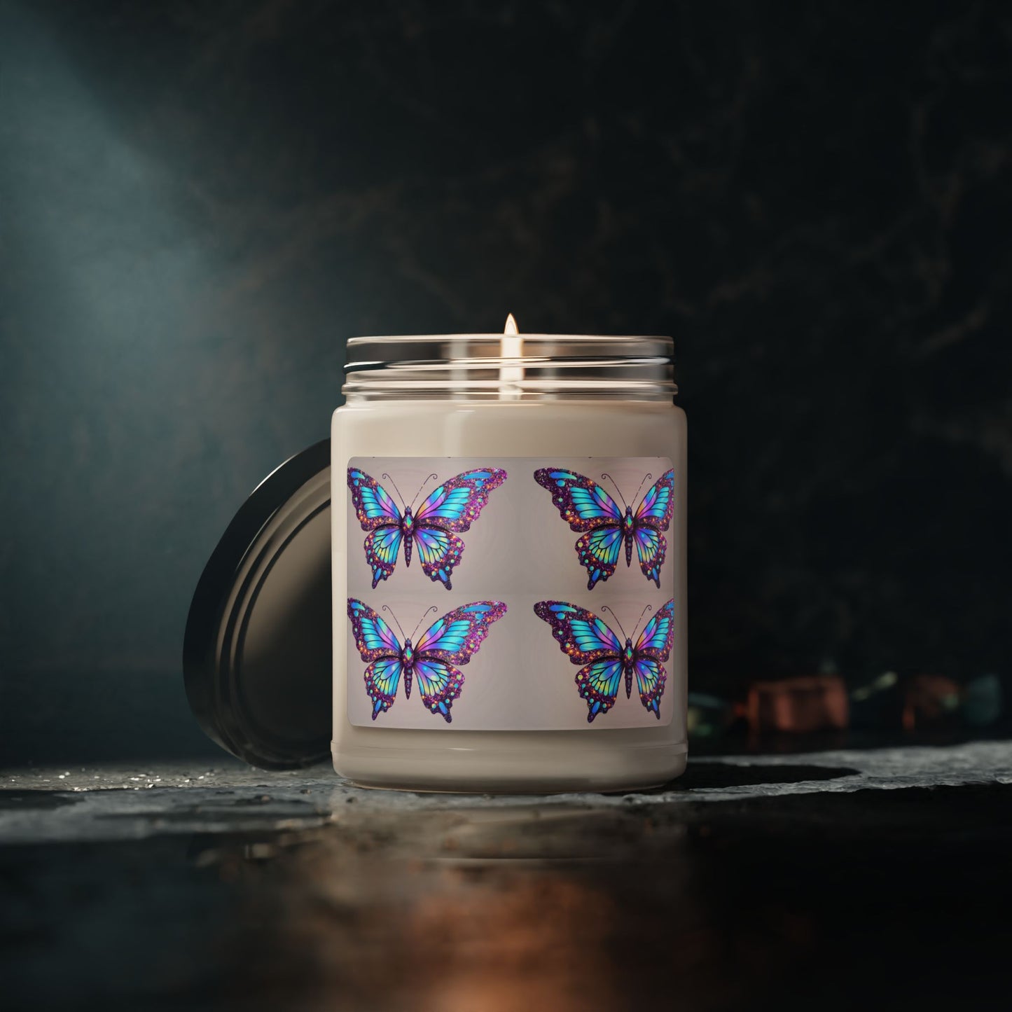 Glittery Psychedelic Butterfly- Scented Soy Candle, 9oz