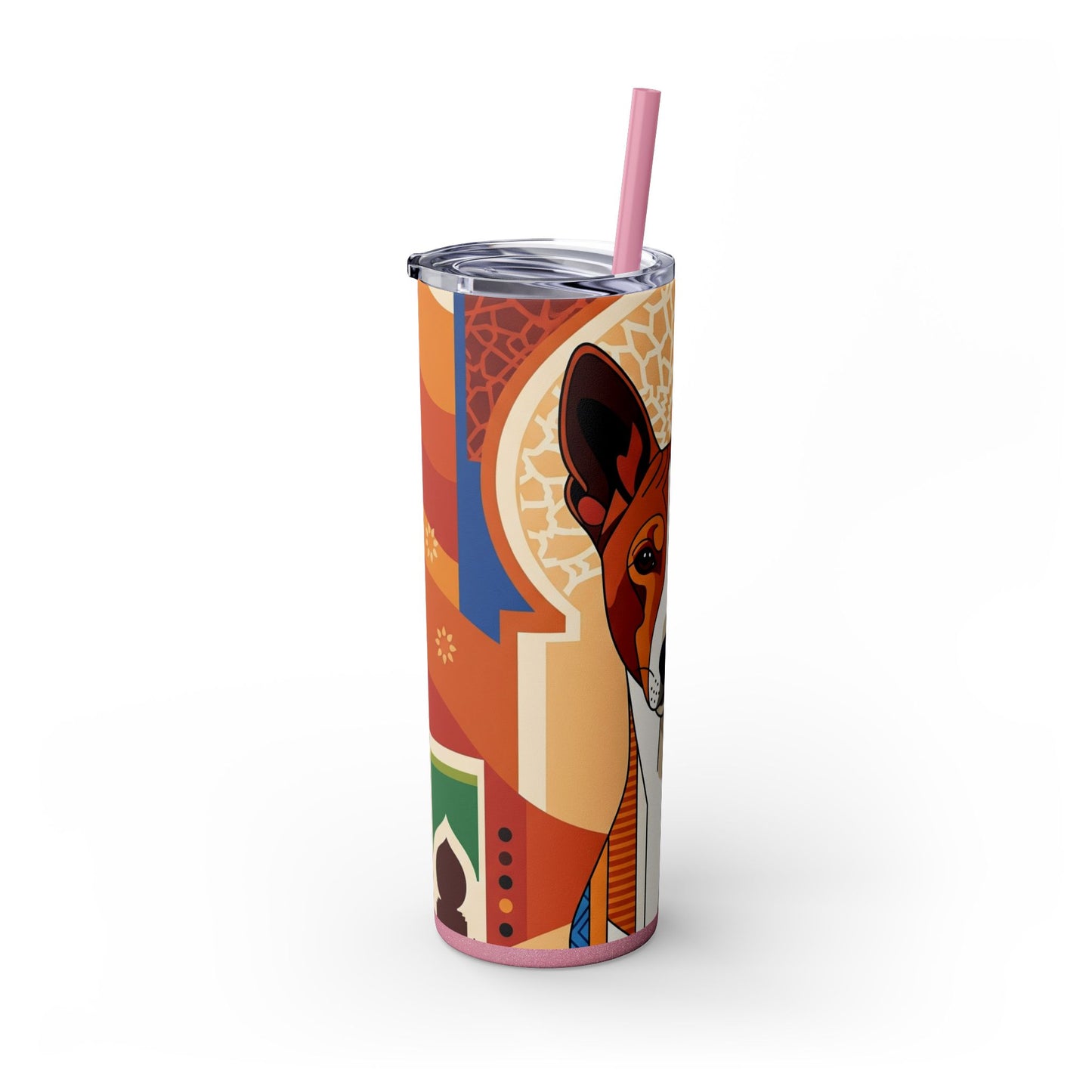 Basenji Skinny Tumbler with Straw, 20oz