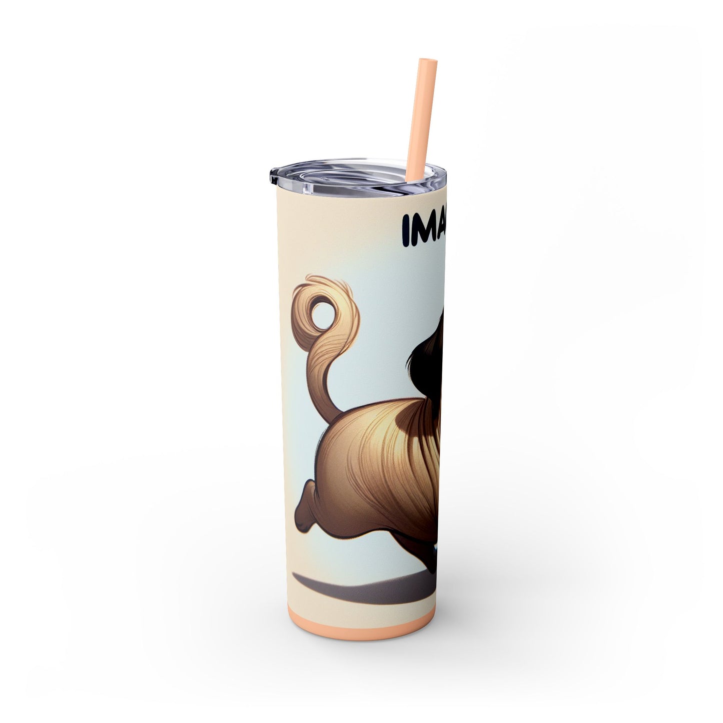 Pug Skinny Tumbler with Straw, 20oz