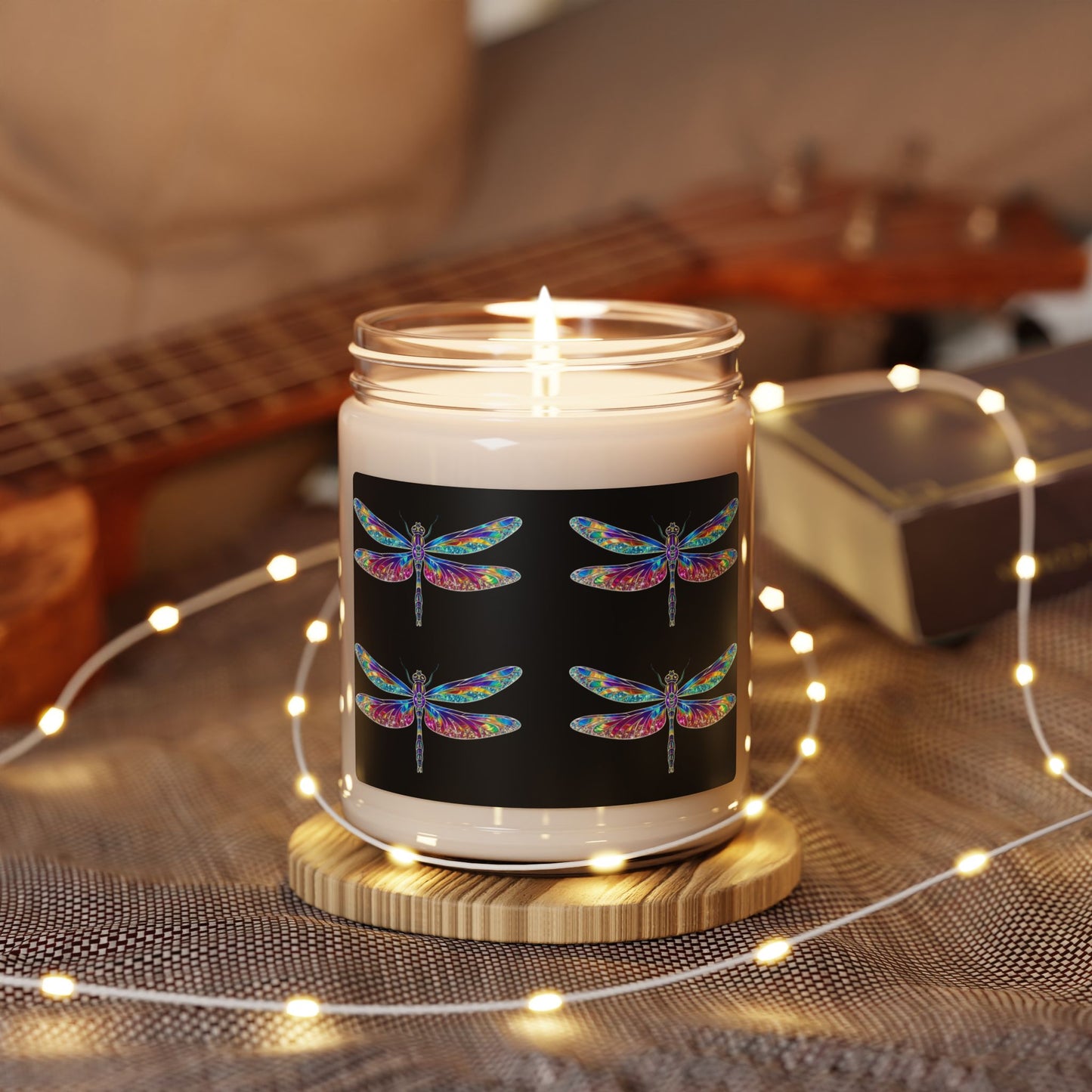 Glittery Psychedelic Dragonfly- Scented Soy Candle, 9oz