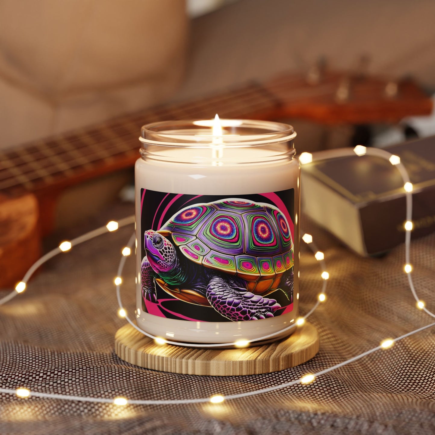 Glittery Psychedelic Turtle- Scented Soy Candle, 9oz