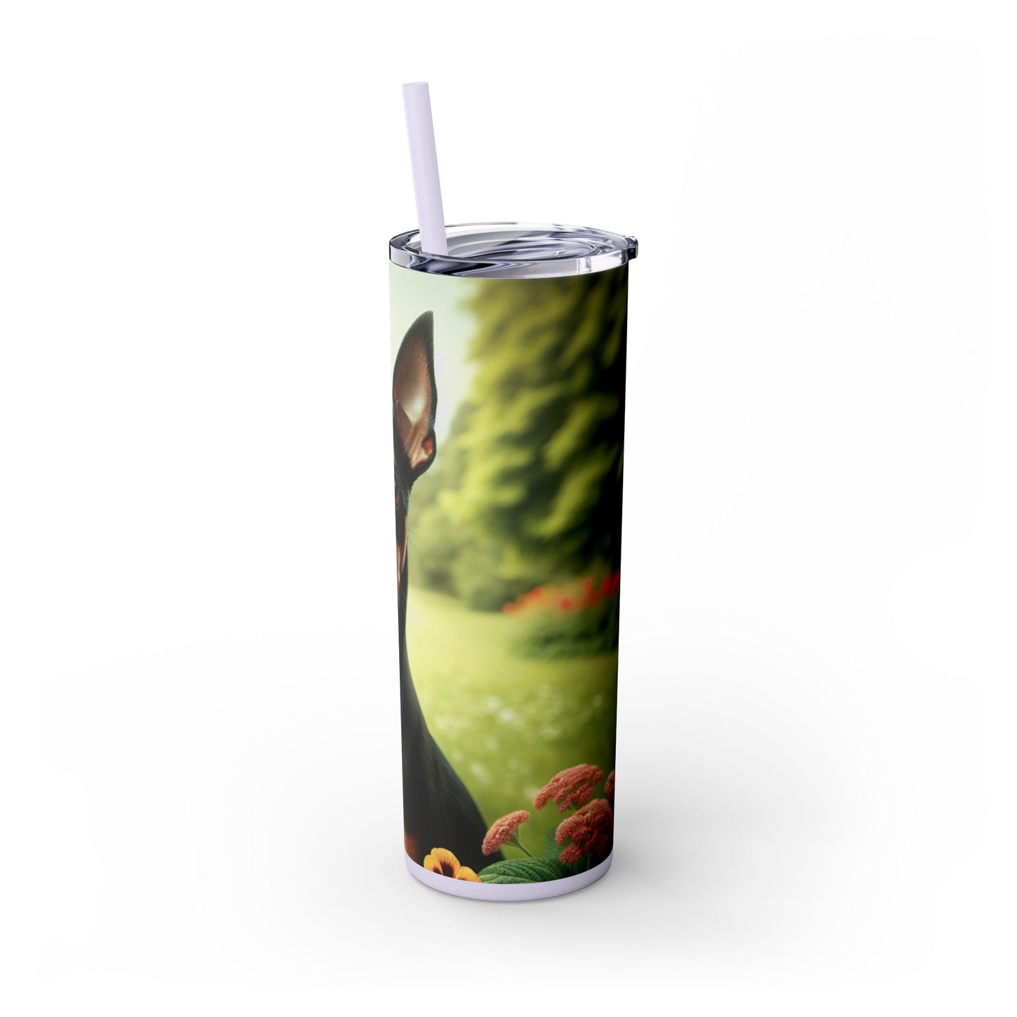 Manchester Terrier Skinny Tumbler with Straw, 20oz