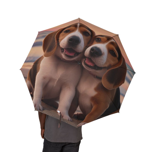 Beagle Love Semi-Automatic Foldable Umbrella