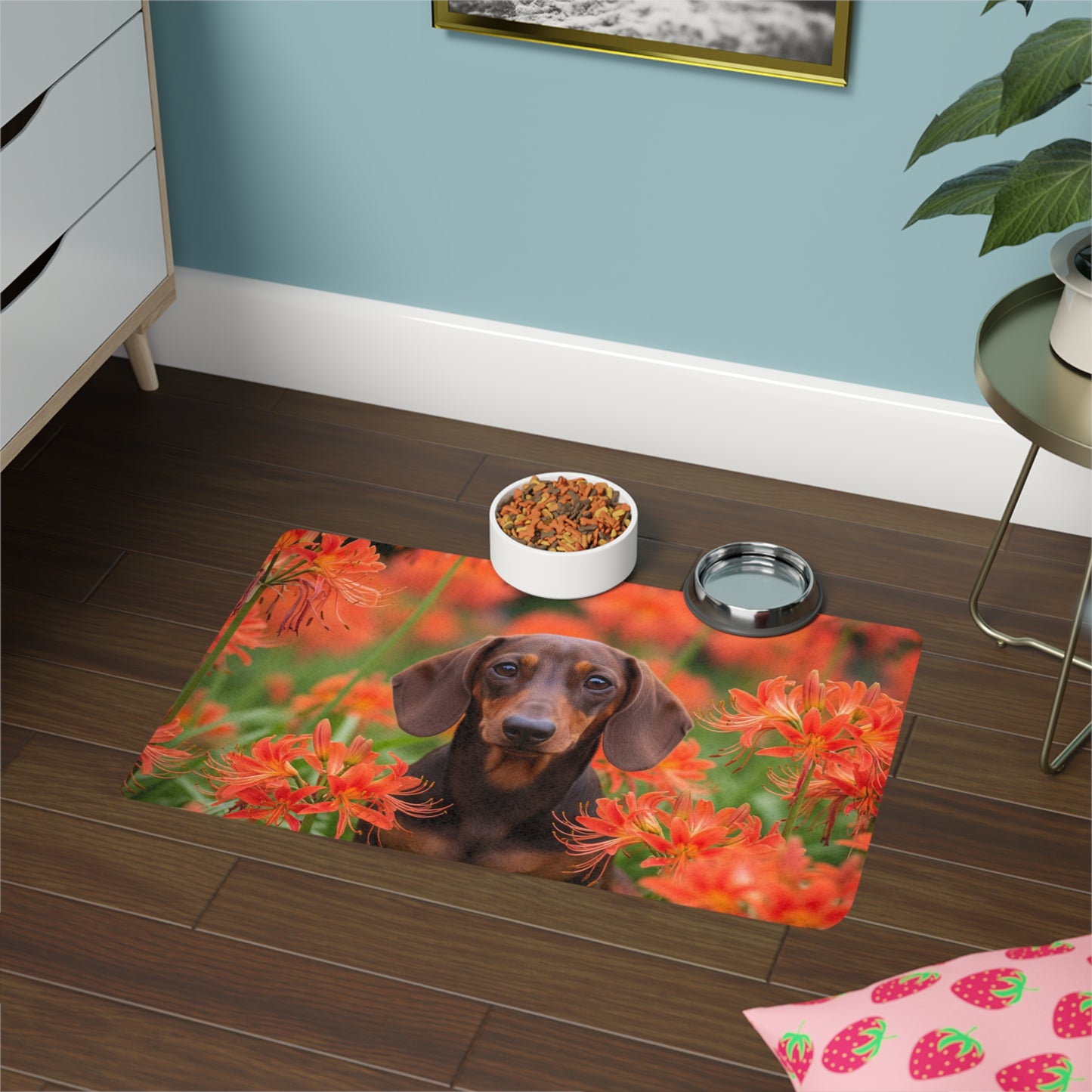 Tapis pour gamelle d'animal (12 x 18) - Teckel
