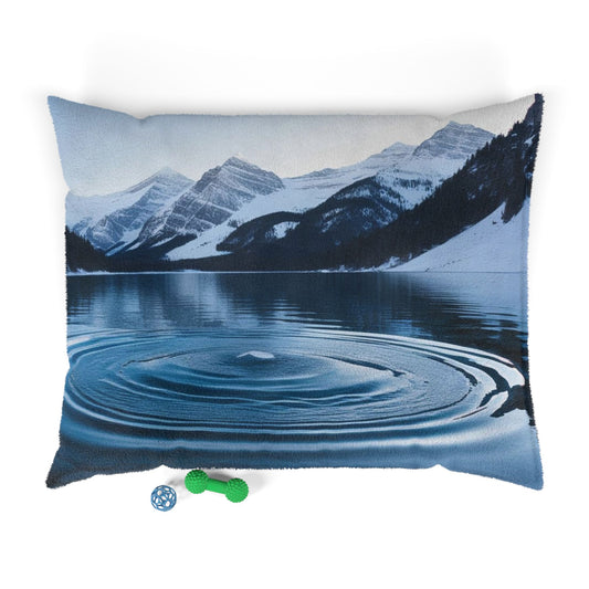 Ripple in a Snowy Mountain Lake Pet Bed