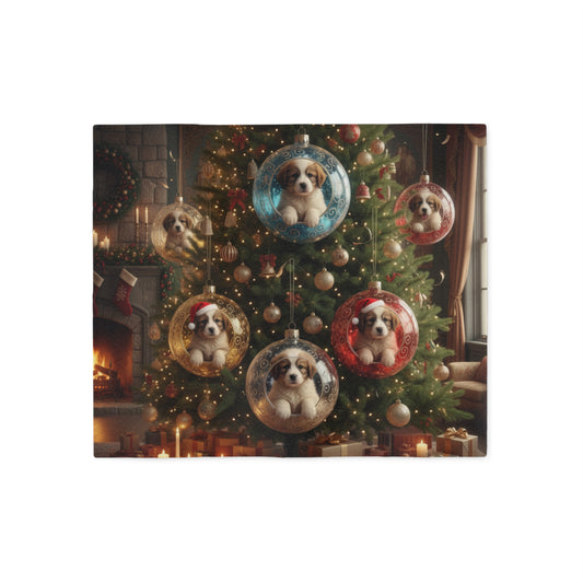 Christmas Puppy Ornament Blanket