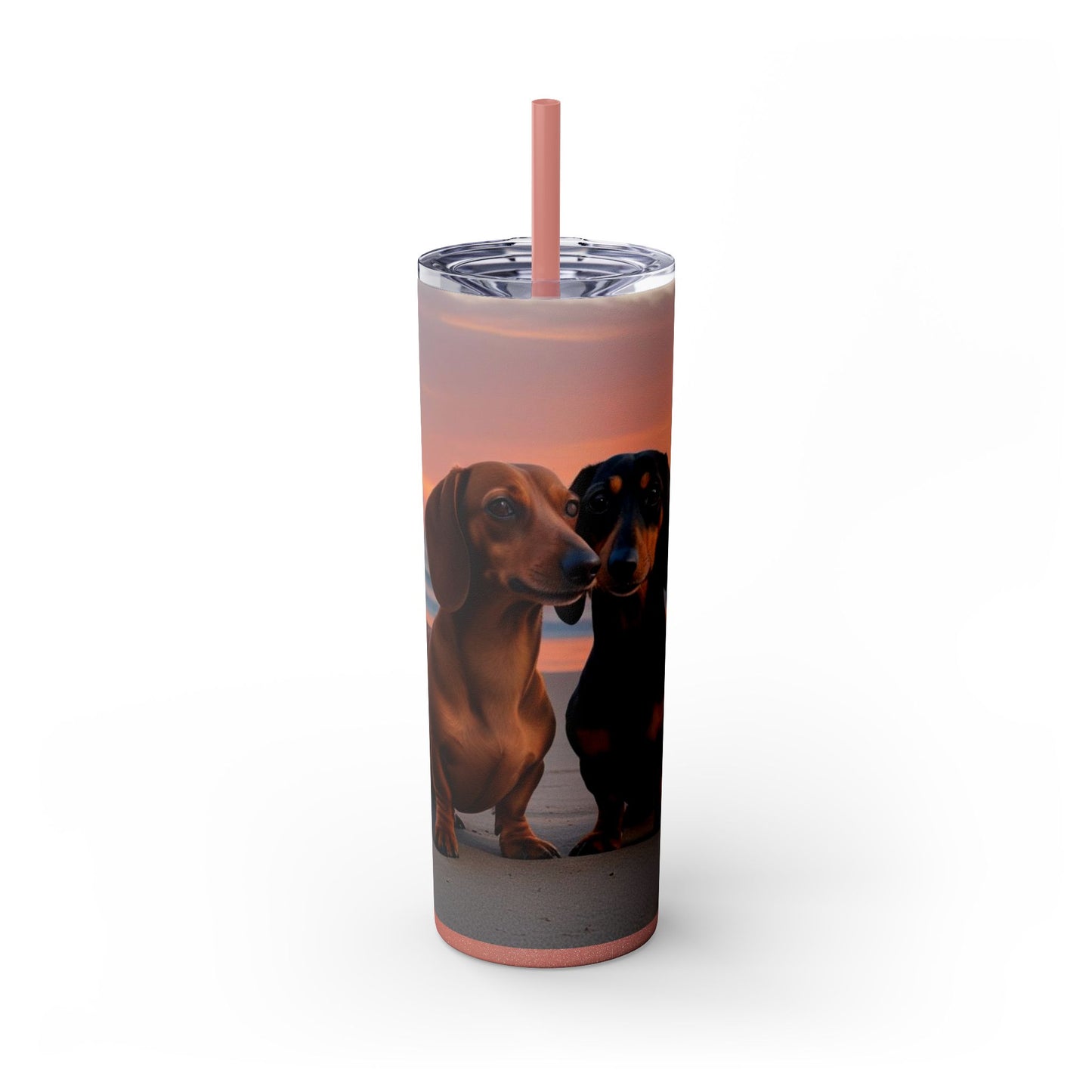 Vaso delgado con pajita Dachshund Love, 20 oz