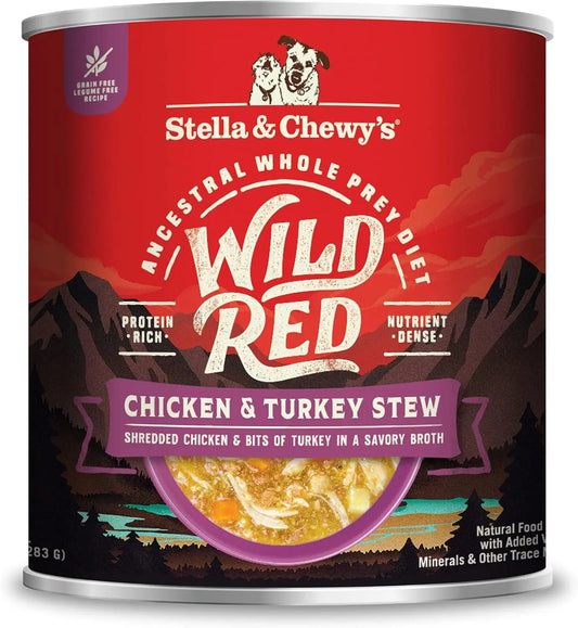 Nourriture humide pour chiens Wild Red, ragoût de poulet et de dinde, recette riche en protéines, 283 g (paquet de 6)