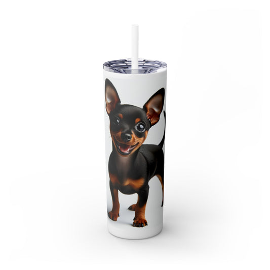 Miniature Pinscher Skinny Tumbler with Straw, 20oz
