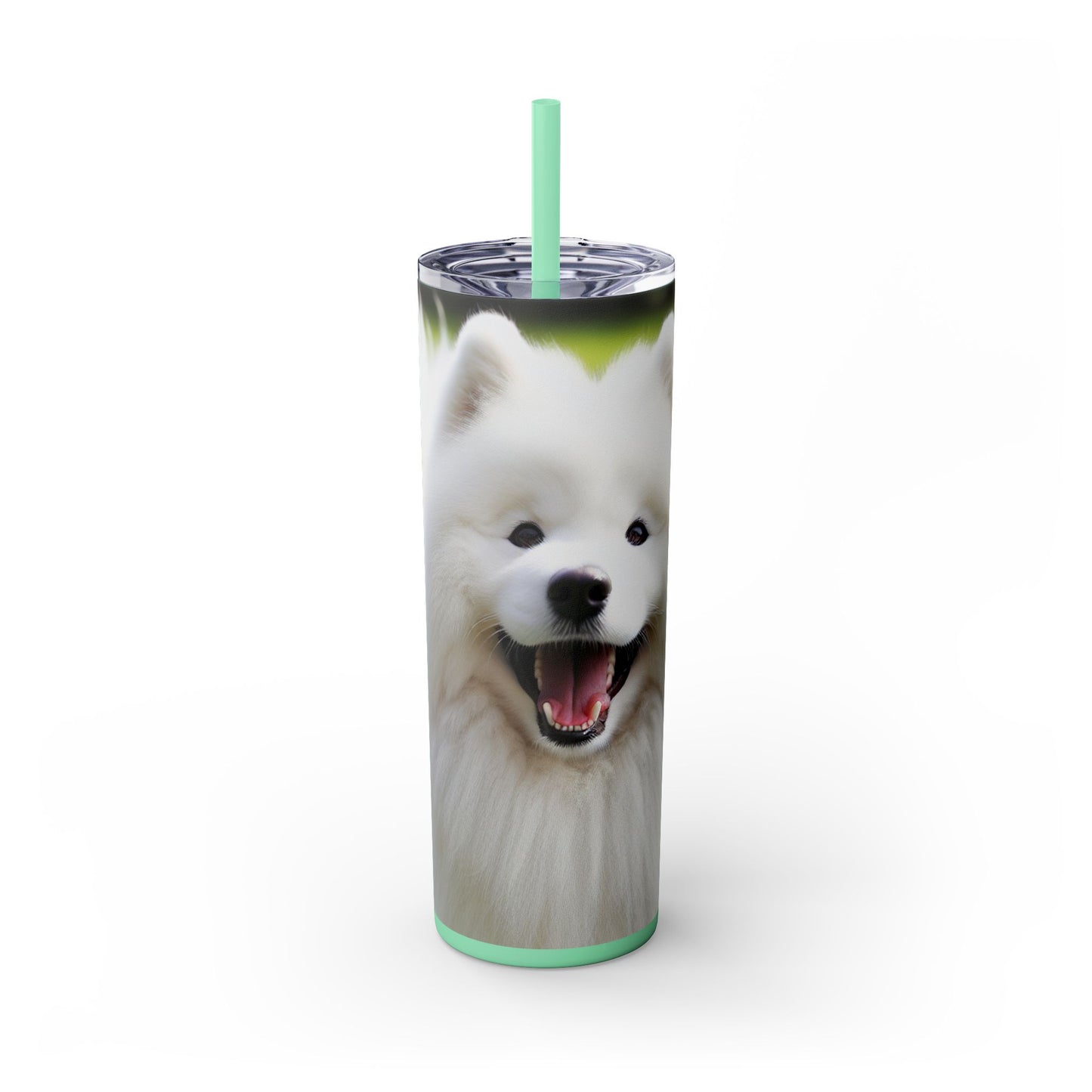 Samoyed Skinny Tumbler with Straw, 20oz