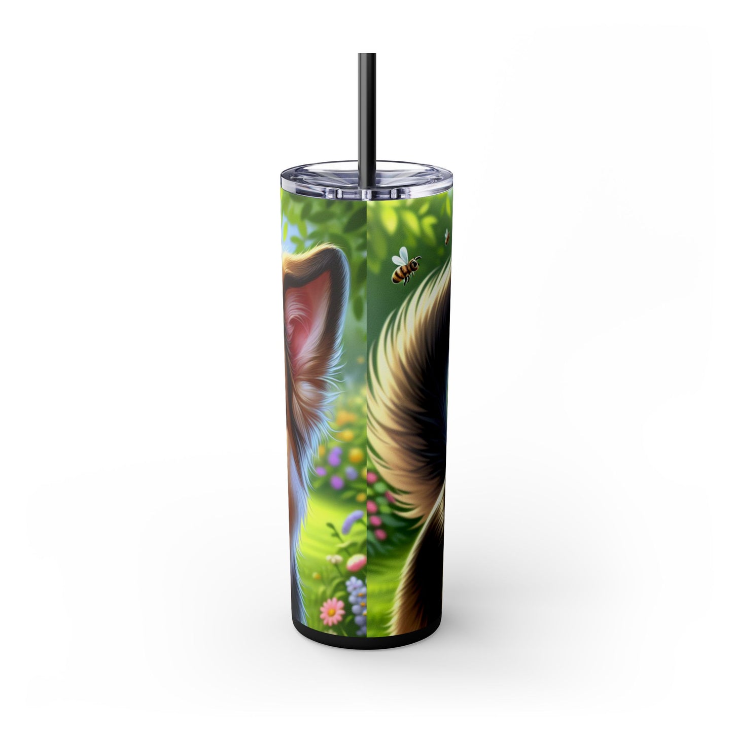 German Shepherd Skinny Tumbler with Straw, 20oz