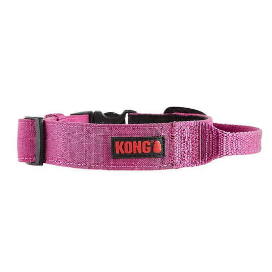 Collier pour chien rose KONG pour grand chien, ultra résistant, avec poignée rembourrée et réglable.