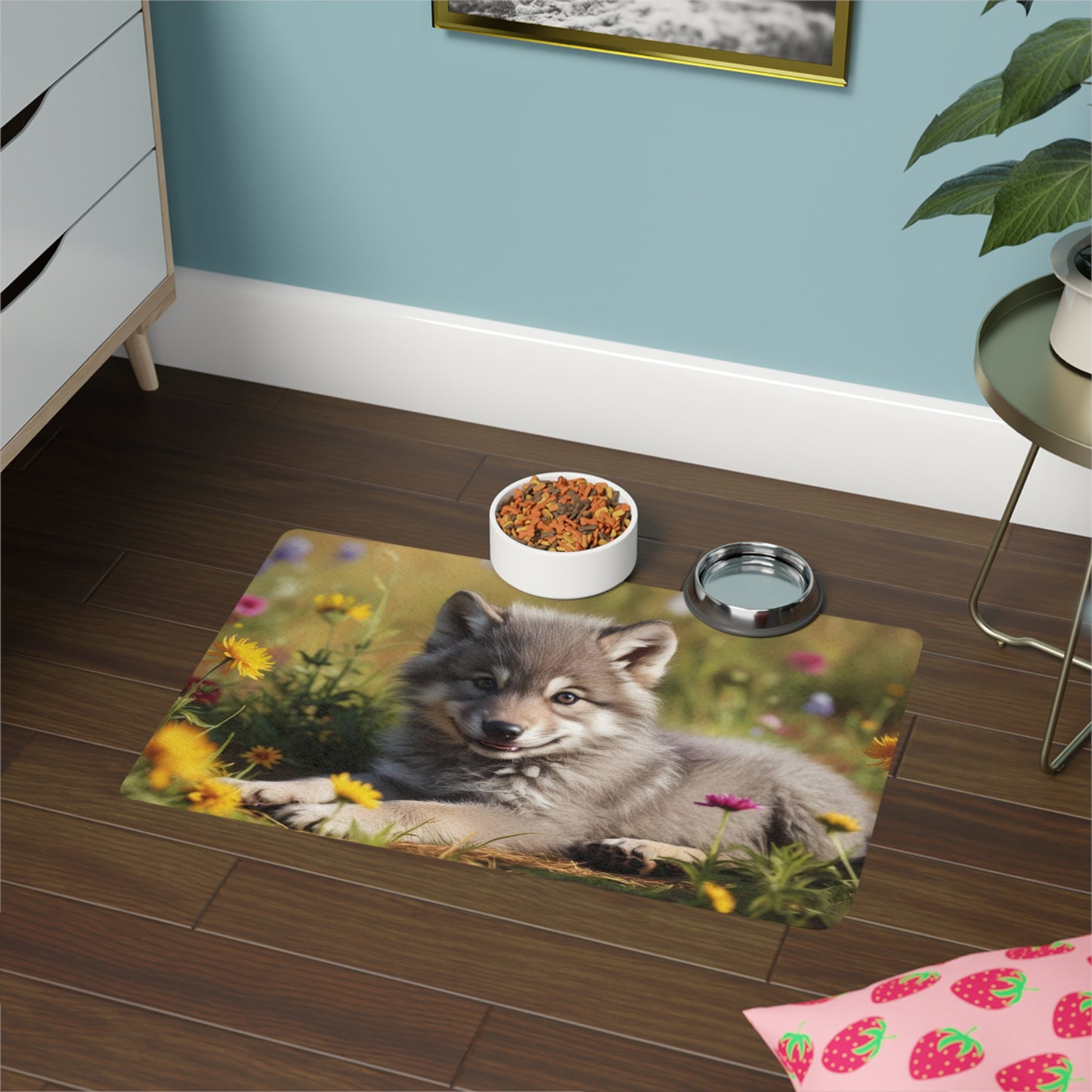 Pet Food Mat (12x18) - Wolf Cub