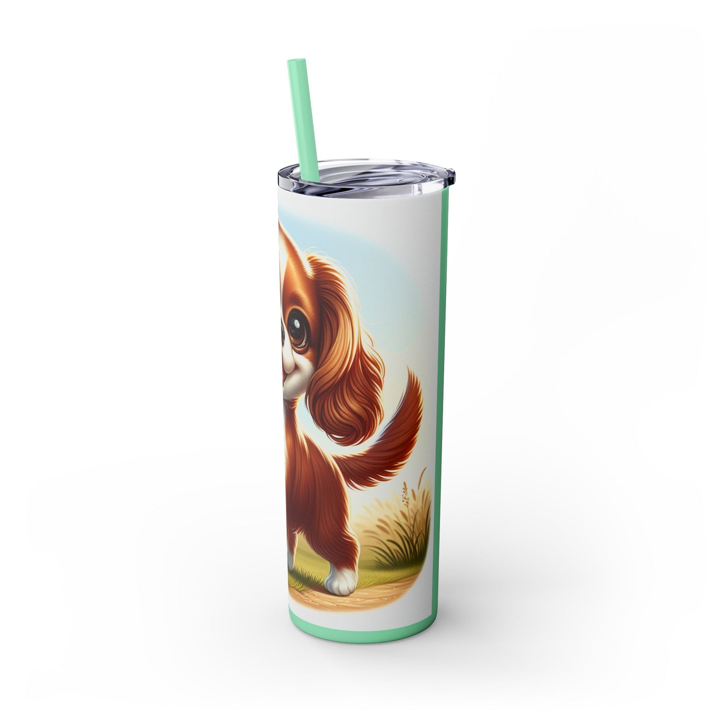 English Toy Spaniel Skinny Tumbler with Straw, 20oz