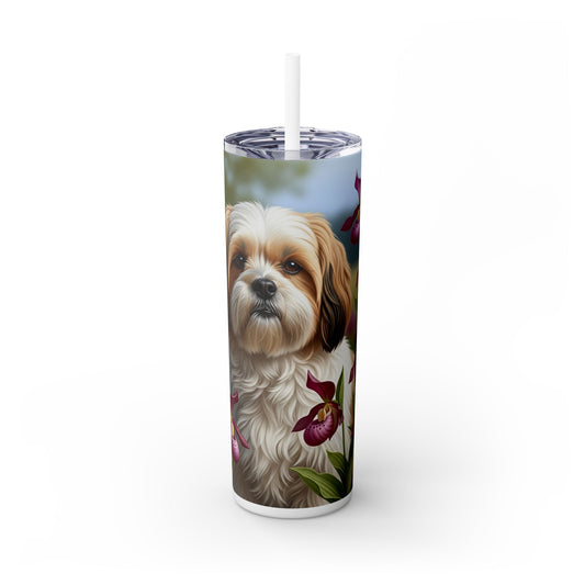 Lhasa Apso Skinny Tumbler with Straw, 20oz