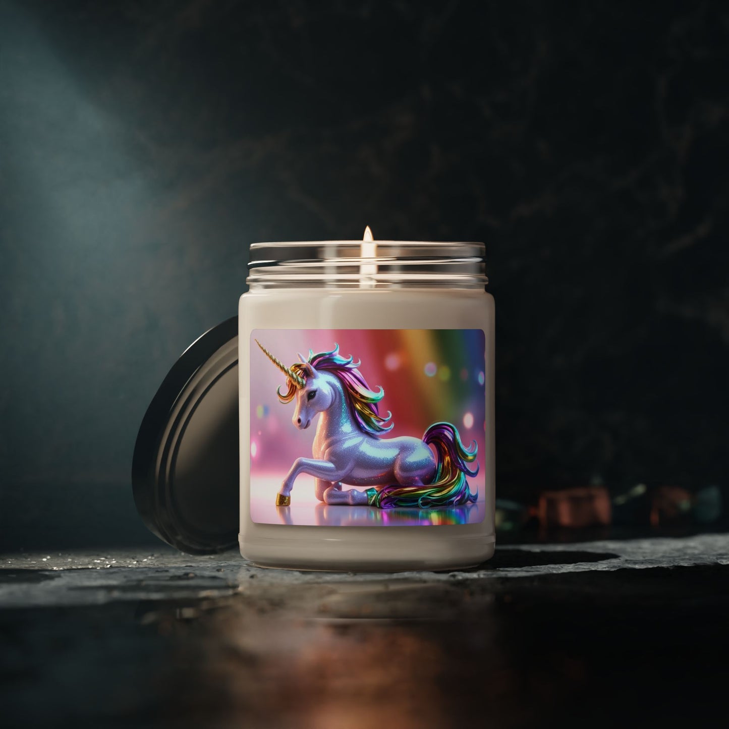 Glittery Rainbow Unicorn- Scented Soy Candle, 9oz