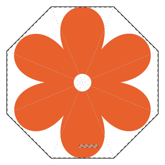 Orange Flower Semi-Automatic Foldable Umbrella