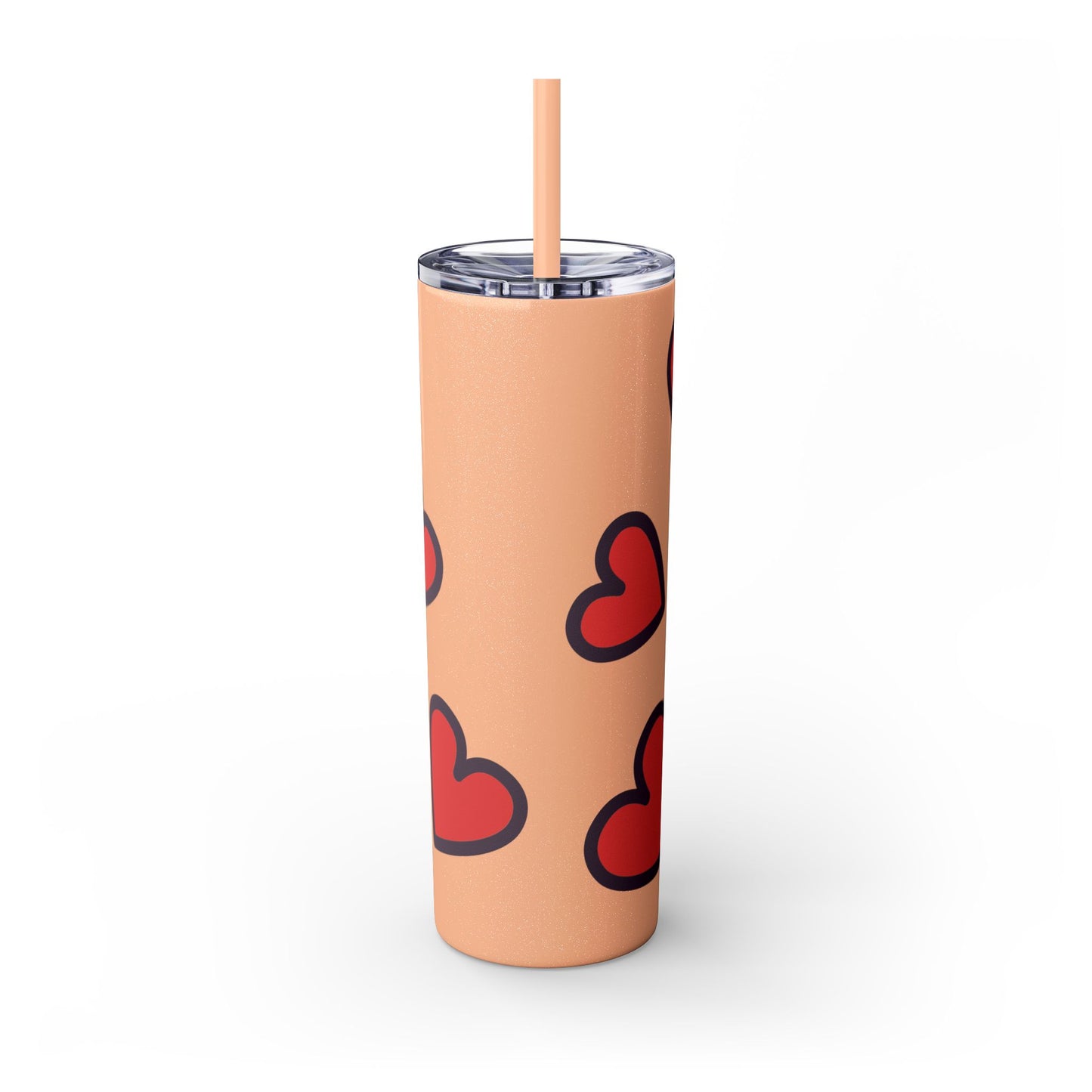 Hearts Skinny Tumbler with Straw, 20oz