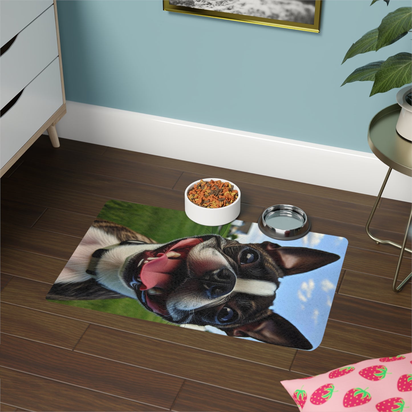 Vertical Pet Food Mat (12x18) - Boston Terrier
