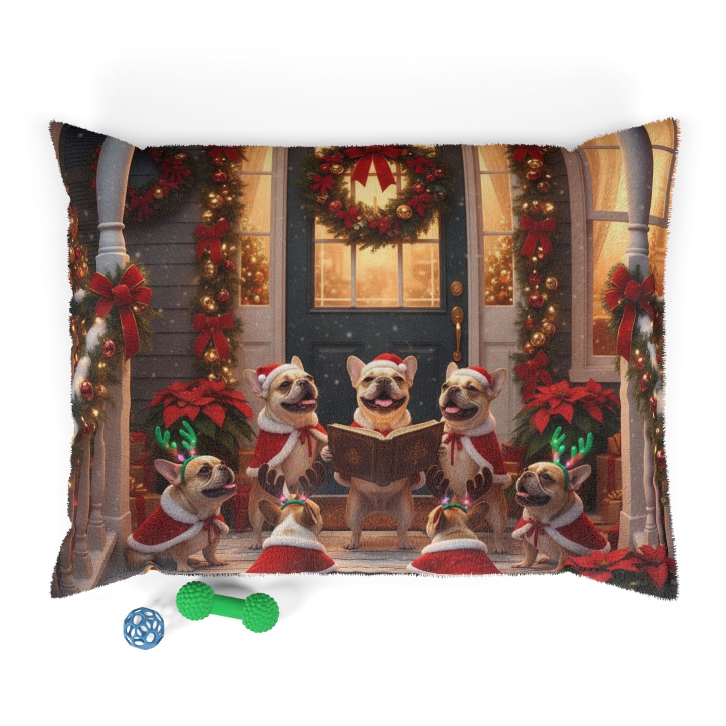 French Bulldogs Holiday Caroling Pet Bed
