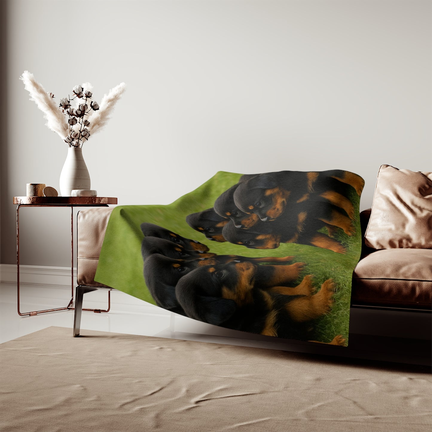 Manta sudadera con cachorros de rottweiler