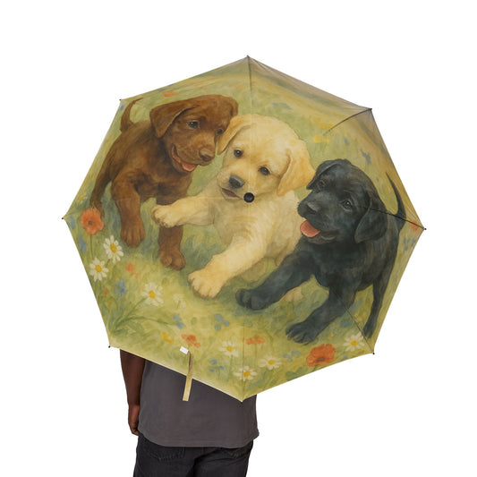 Labrador Retriever puppies Semi-Automatic Foldable Umbrella