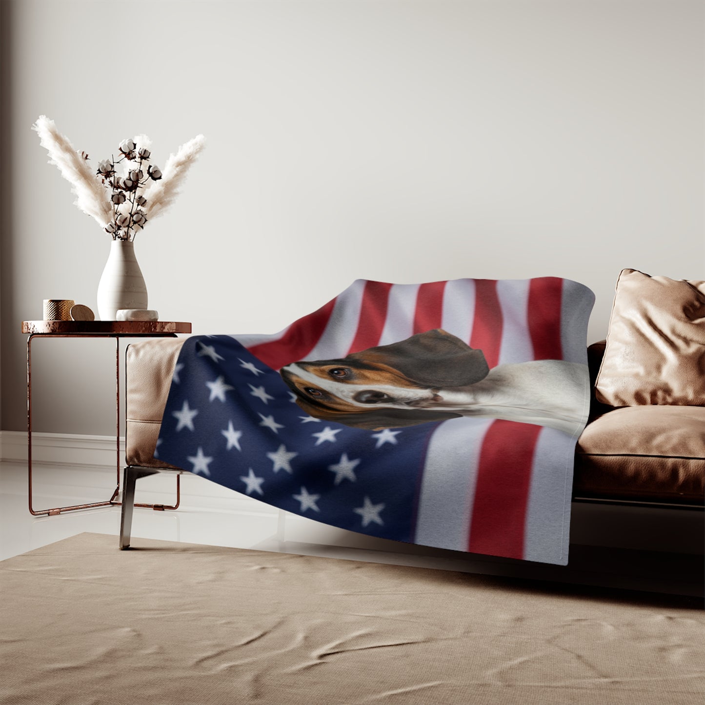 American English Coonhound Patriotic Blanket
