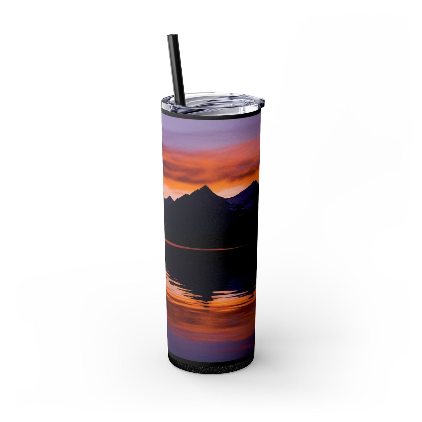 Mountain Lake Sunrise Skinny Tumbler with Straw, 20oz