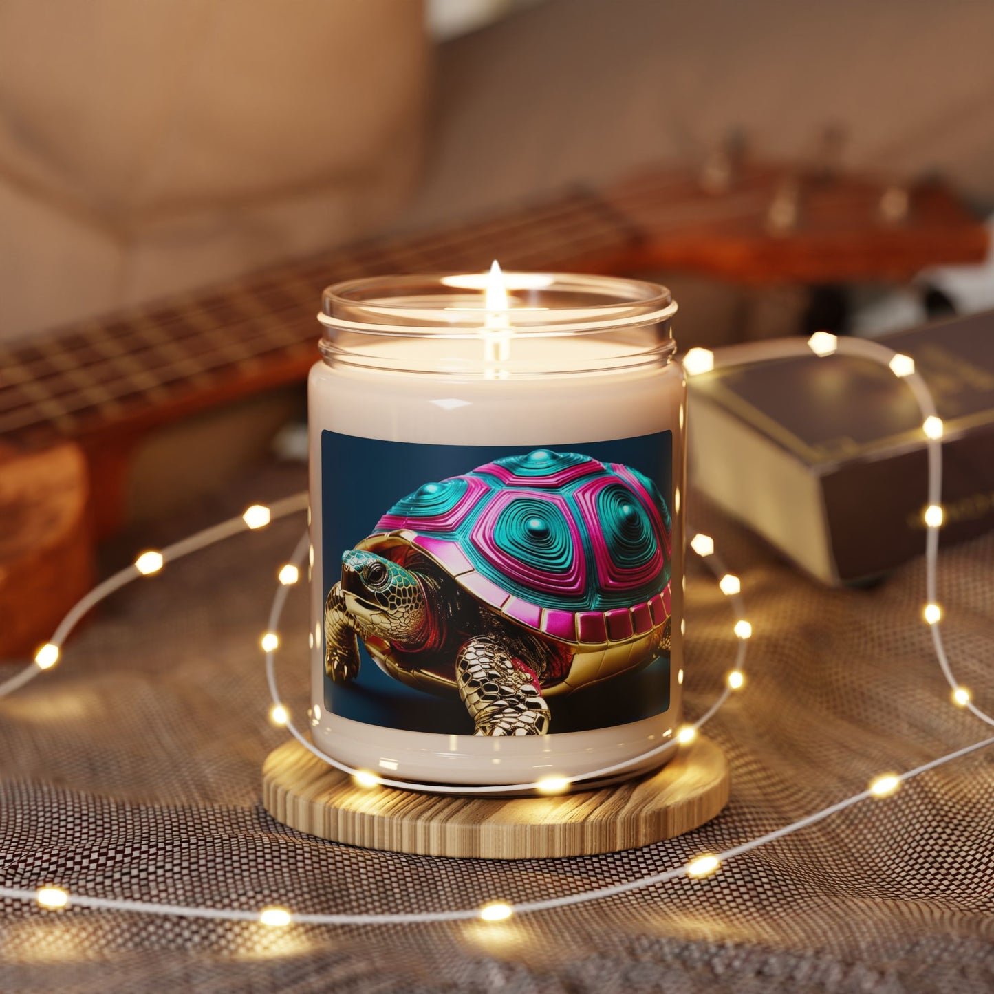 Glittery Psychedelic Turtle- Scented Soy Candle, 9oz