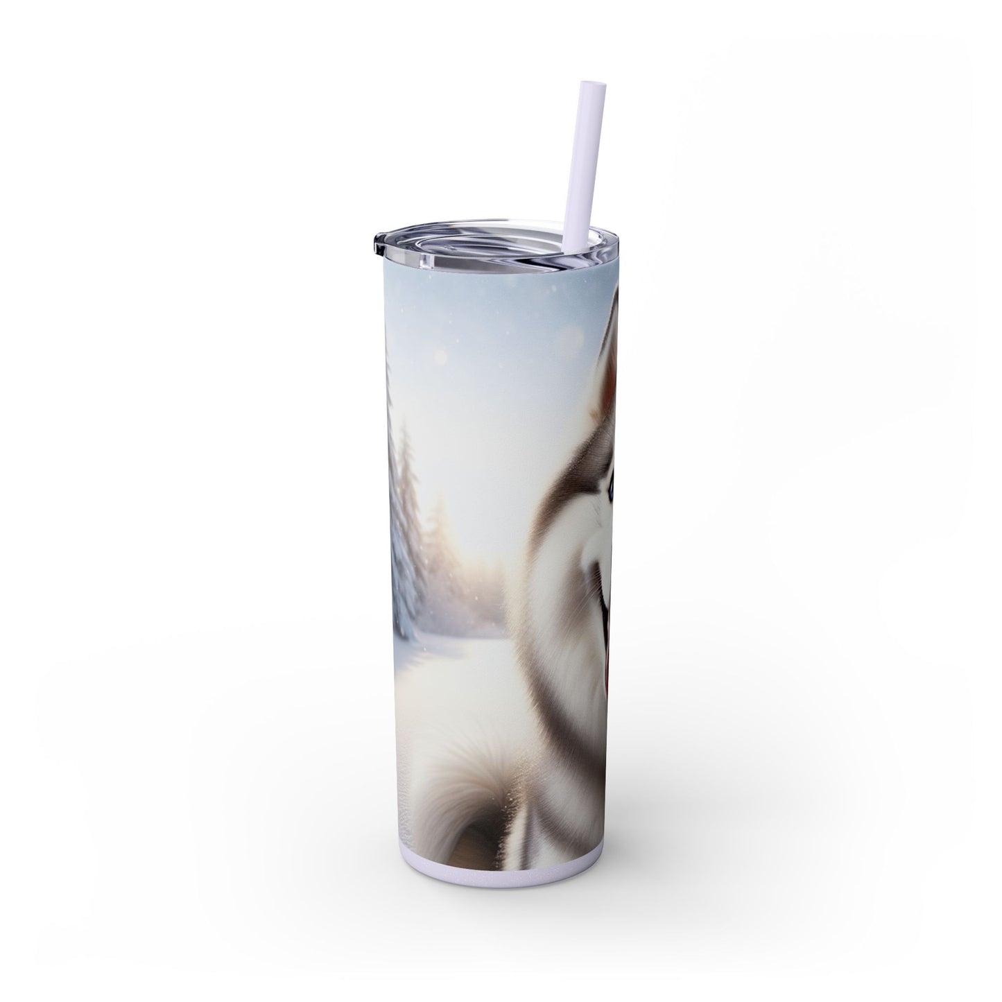 Siberian Husky Skinny Tumbler with Straw, 20oz