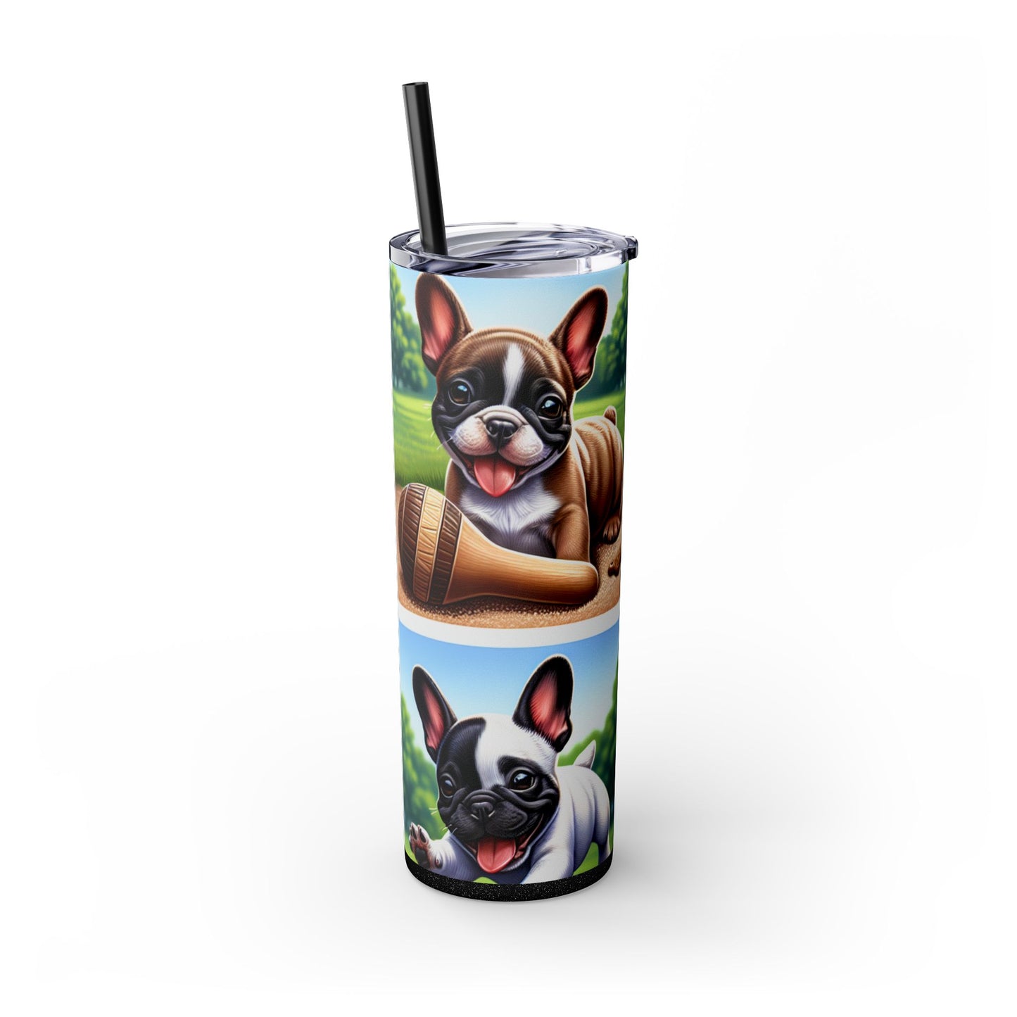 French Bulldog Skinny Tumbler with Straw, 20oz
