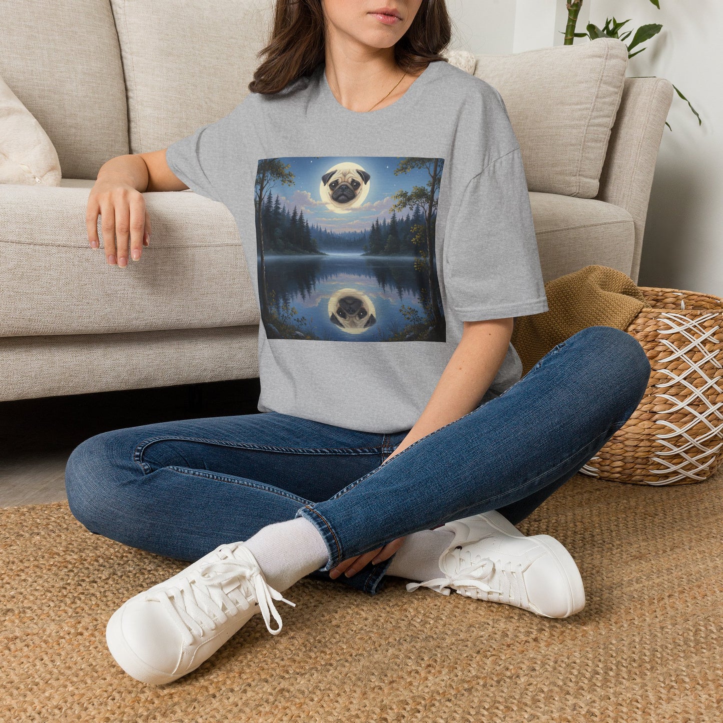Canine Canvas Collection: Pug Moon Tee Shirt