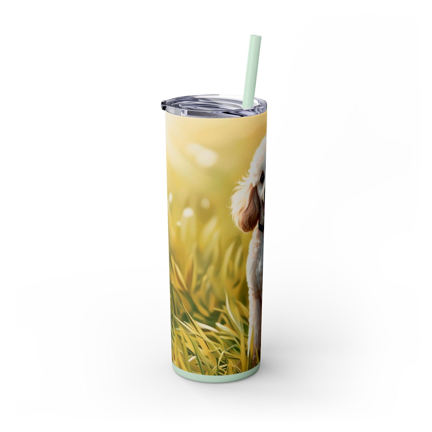 Miniature Poodle Skinny Tumbler with Straw, 20oz