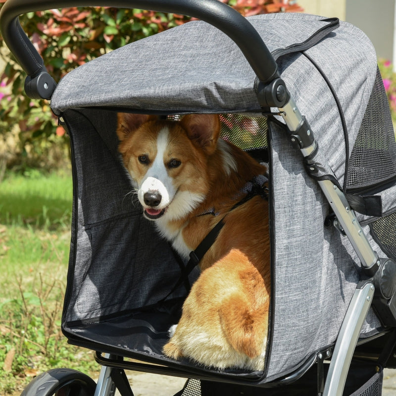 Poussette de voyage pour animaux de compagnie avec guidon réglable 