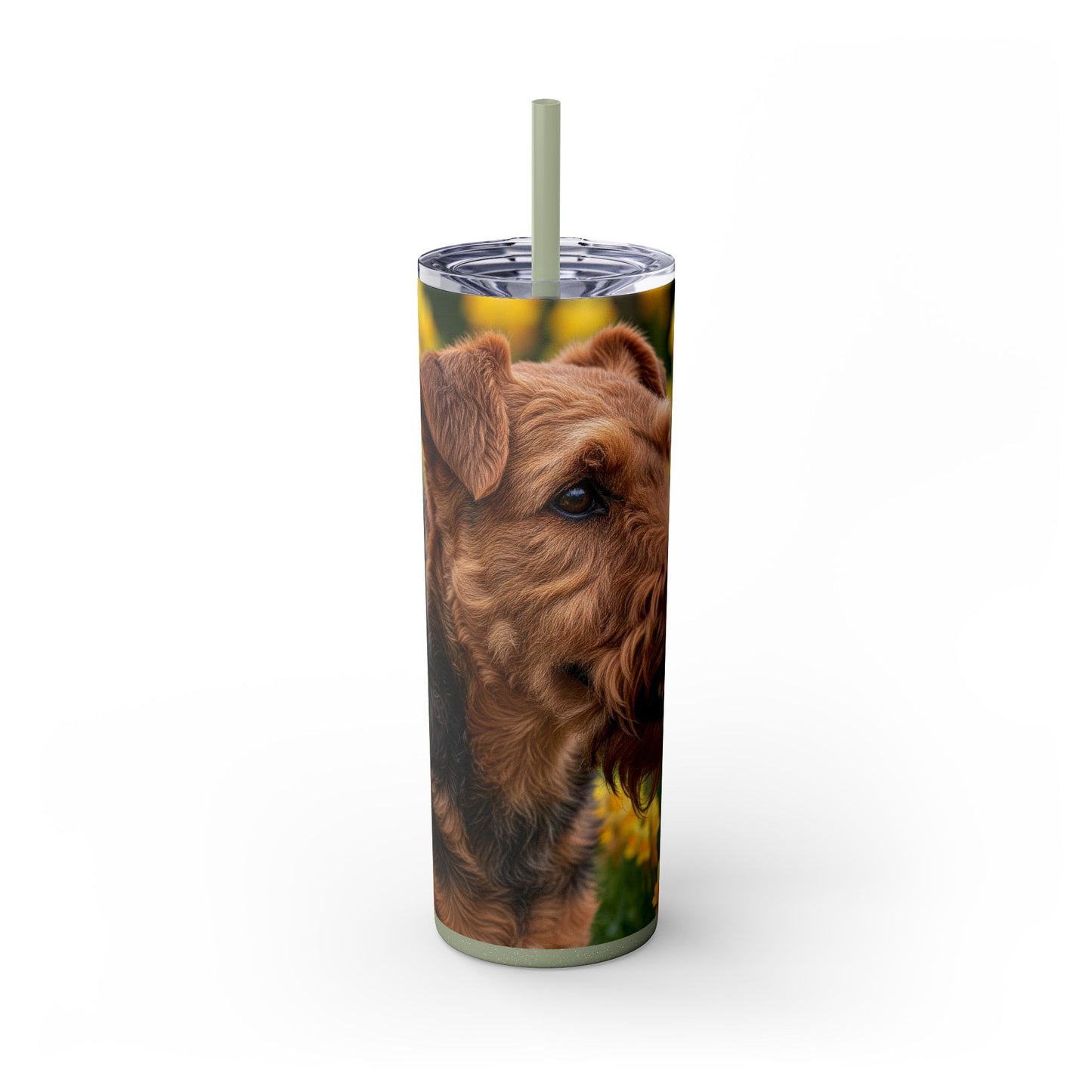 Welsh Terrier Skinny Tumbler with Straw, 20oz