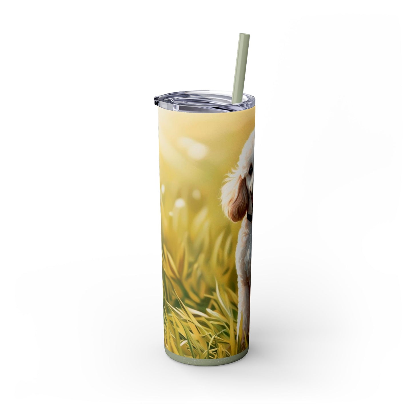 Miniature Poodle Skinny Tumbler with Straw, 20oz