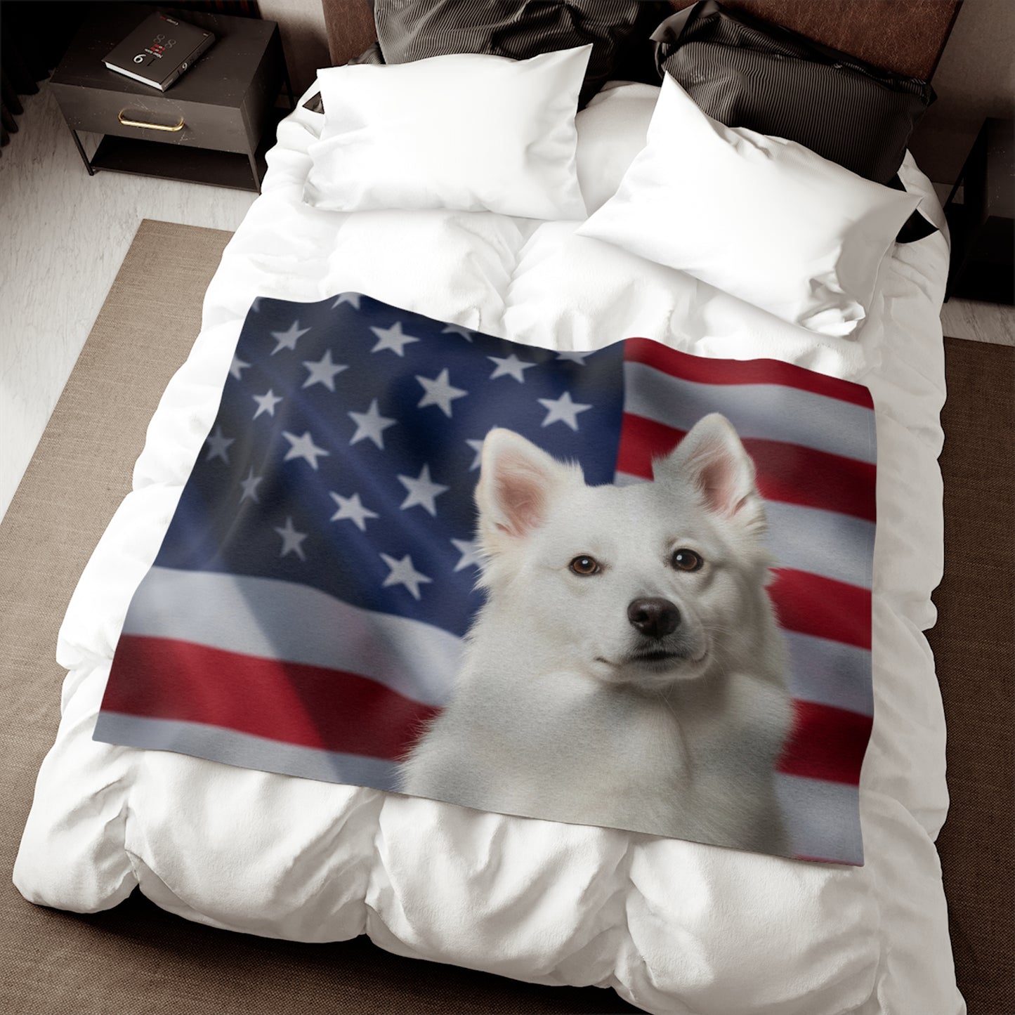 American Eskimo Dog Patriotic Blanket