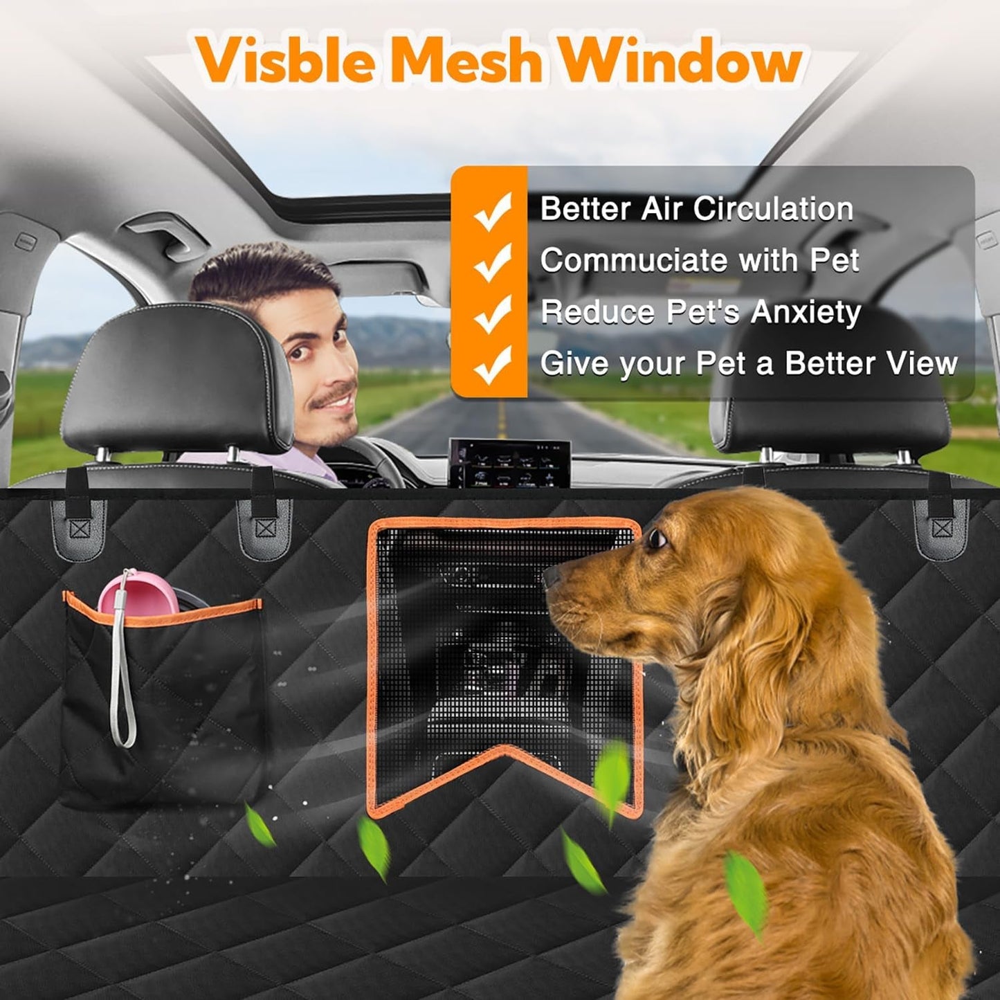 Funda impermeable para perro para asiento trasero